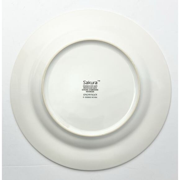 Vintage 8 Ceramic Snowman Winter Christmas Holiday Salad or Dessert Plates 8.25” - Picture 4 of 5